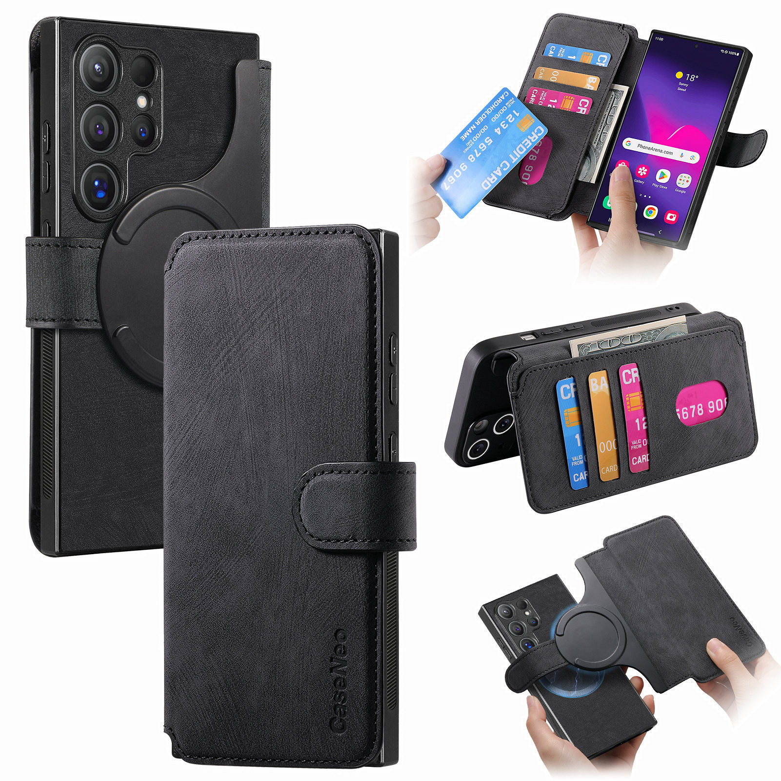 Creative 2-in-1 Magnetic Separate Leather Cover for Samsung S Series