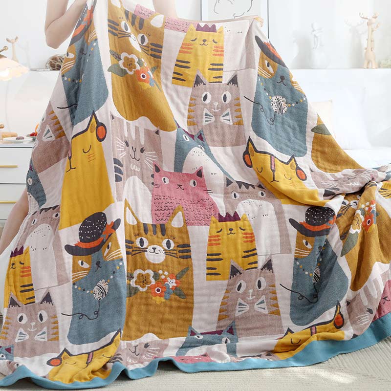 Cute Cat Reversible Cotton Soft Quilt