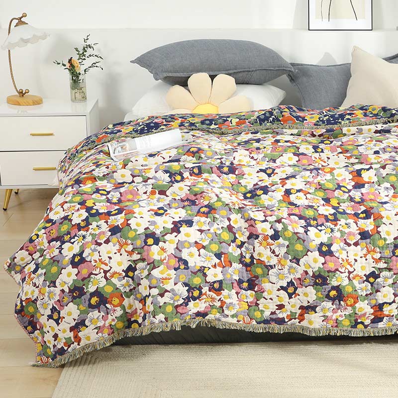 Rustic Flower Reversible Cotton Soft Quilt
