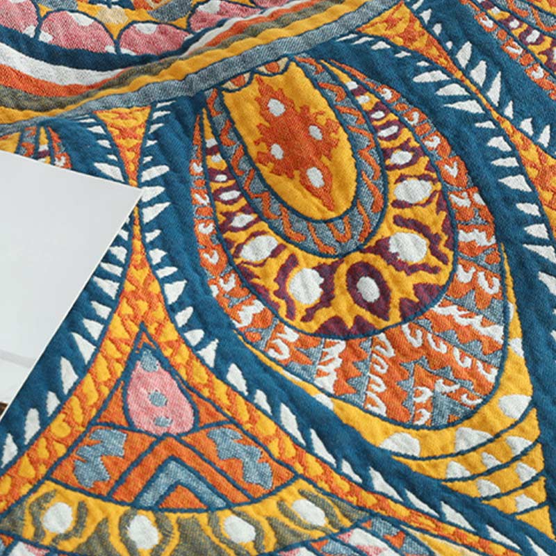 Bohemian Reversible Yellow Flower Summer Quilt