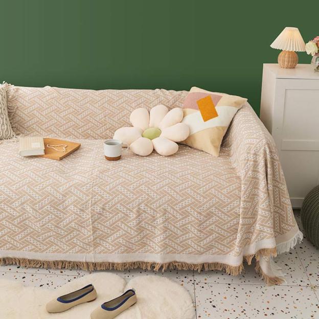 Soft Tassel Blanket Reversible Sofa Cover