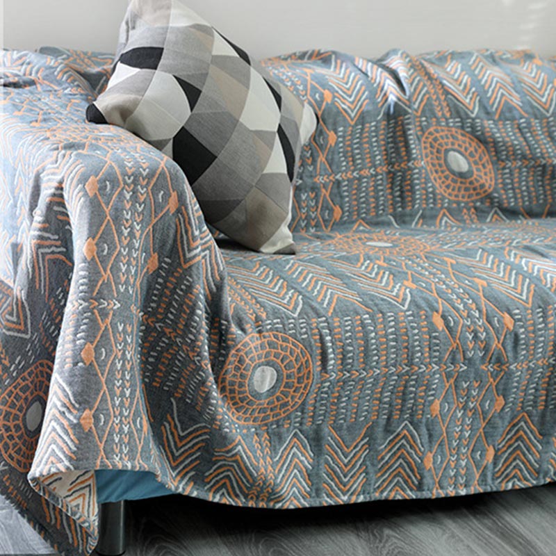 Boho Striped Cotton Quilt Reversible Sofa Towel