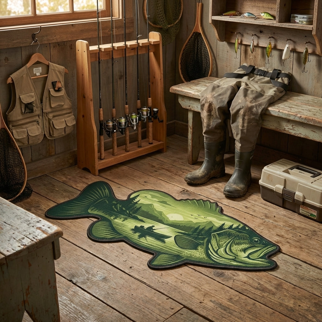 Lake Bass Custom Shape Doormat 