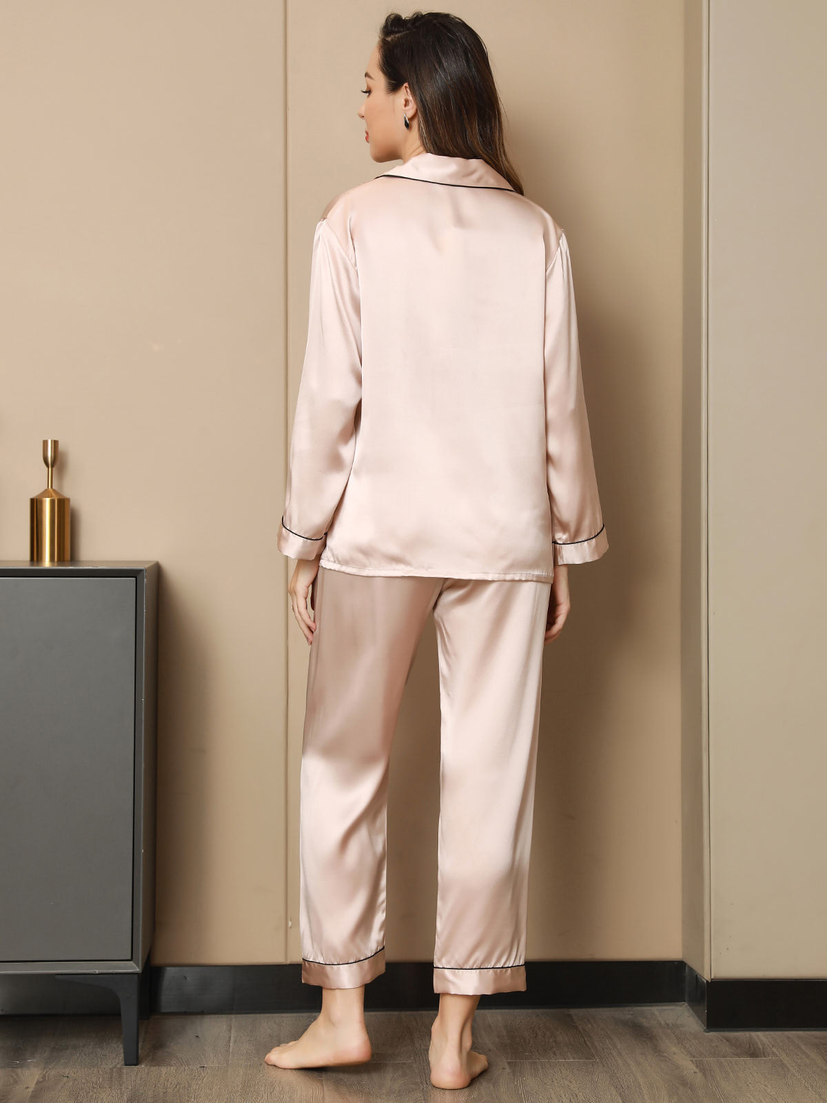 Women's Pure Silk Long Sleeve Notch Collar Pajamas Set