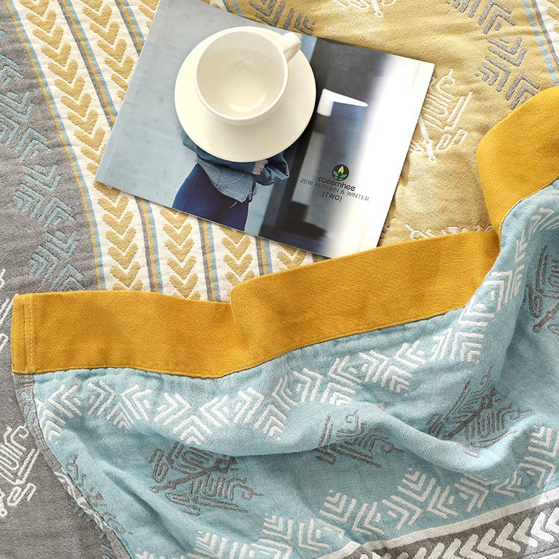 Cotton Wheat Ear Print Reversible Blanket