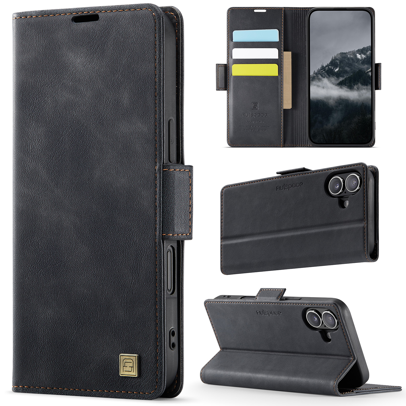 Autspace Flip cover leather card holder mobile phone case suitable for IPhone