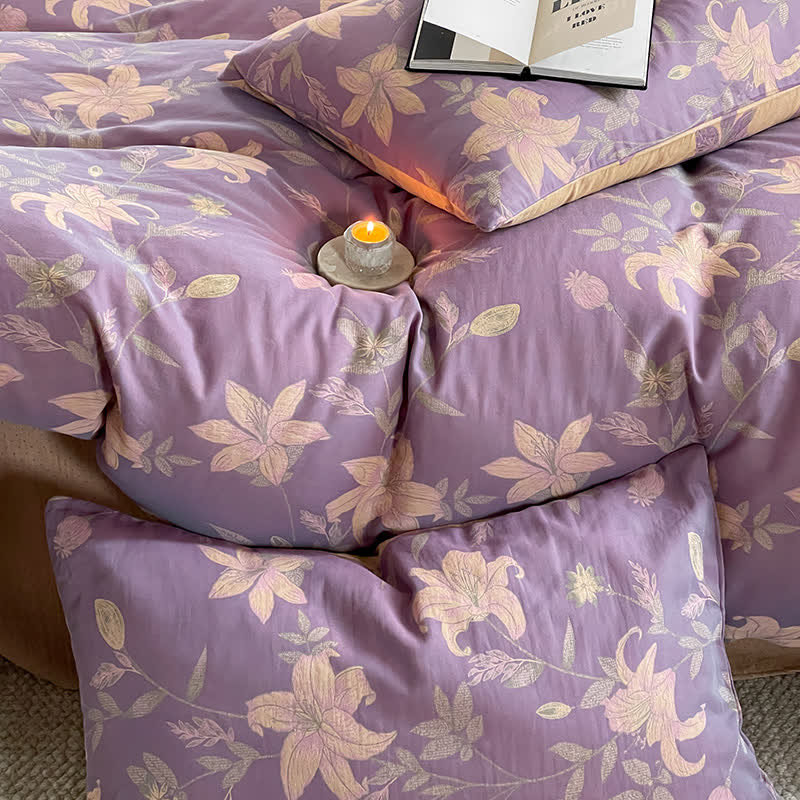 Floral Lily Cotton Gauze Bedding Set