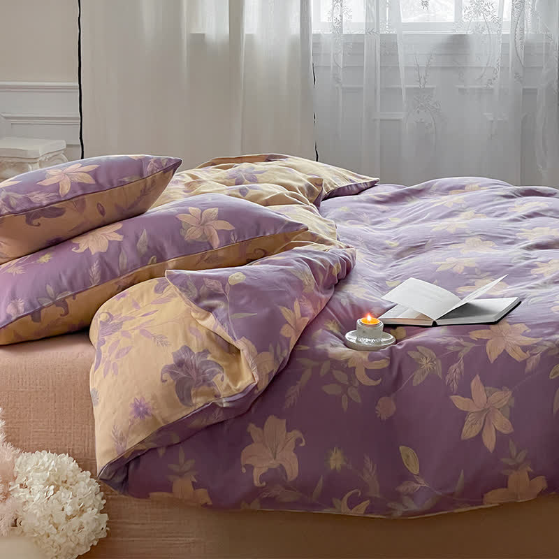 Floral Lily Cotton Gauze Bedding Set