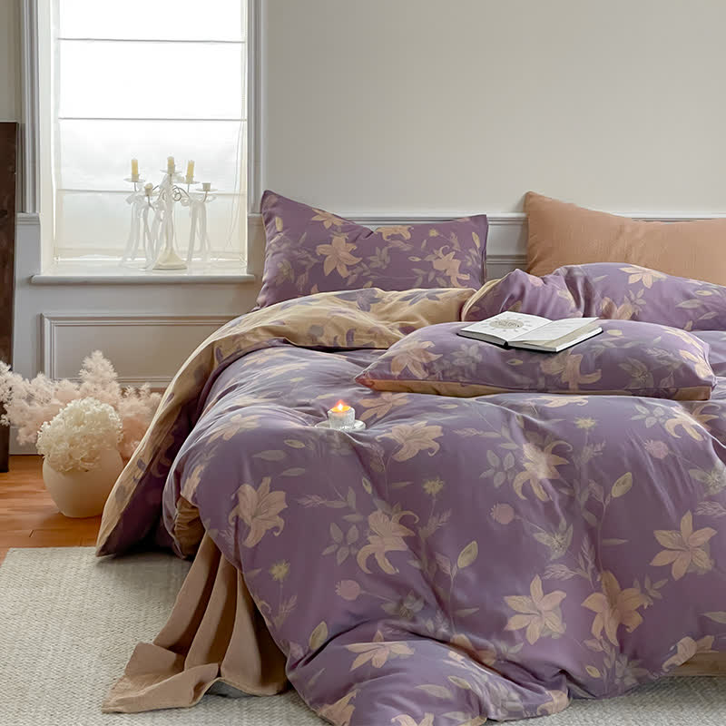 Floral Lily Cotton Gauze Bedding Set