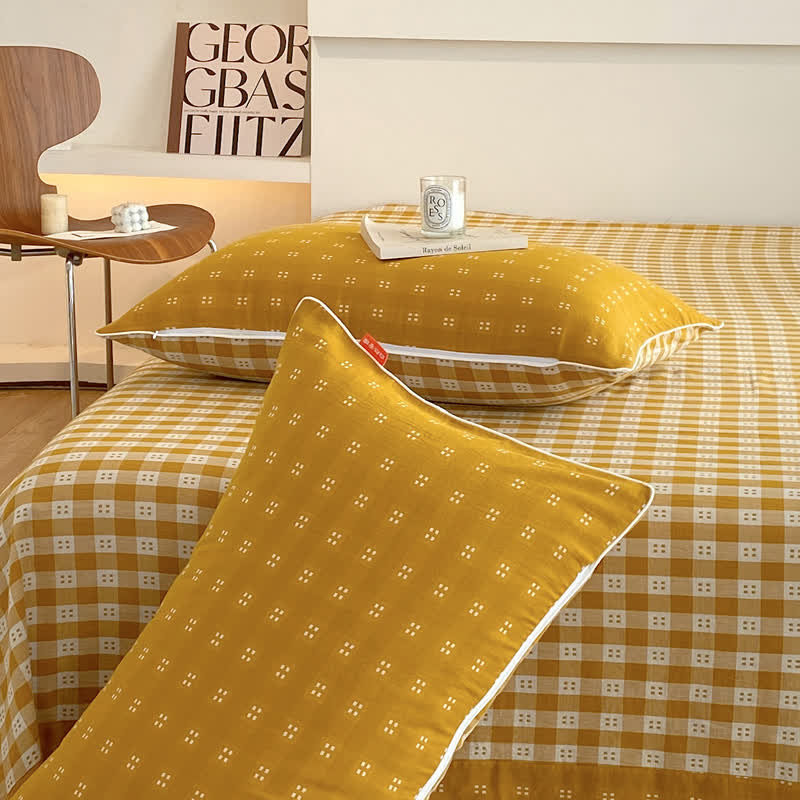 Reversible Cotton Gauze Plaid Coverlet