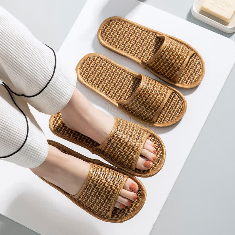 Rattan Breathable Anti-slip Couple House Slippers