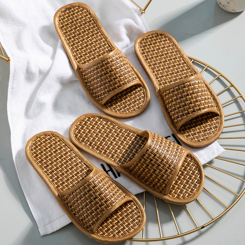 Rattan Breathable Anti-slip Couple House Slippers