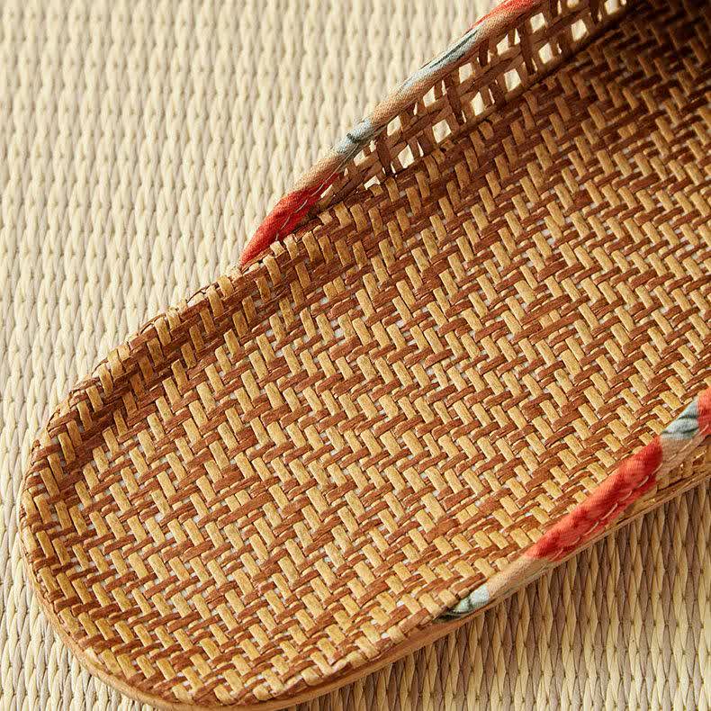 Rattan Woven Linen Bow-knot House Slippers
