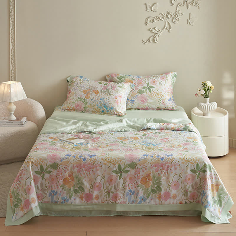 Elegant Floral Summer Bedding Set(4pcs)