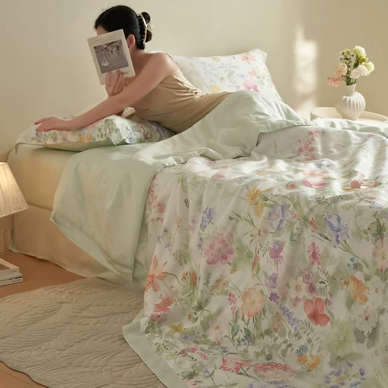 Pastoral Floral Soft Summer Bedding Set(4pcs)
