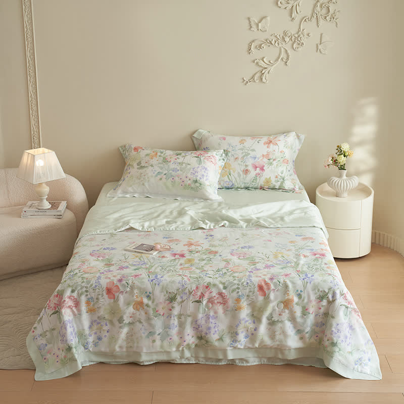 Pastoral Floral Soft Summer Bedding Set(4pcs)
