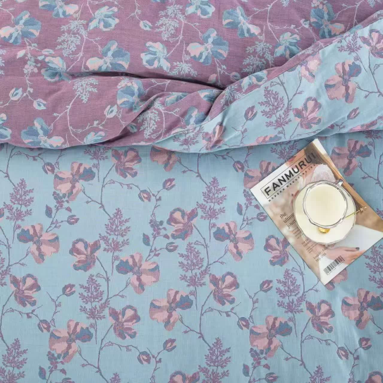 Blooming Flowers Cotton Gauze Bedding Set (4PCS)