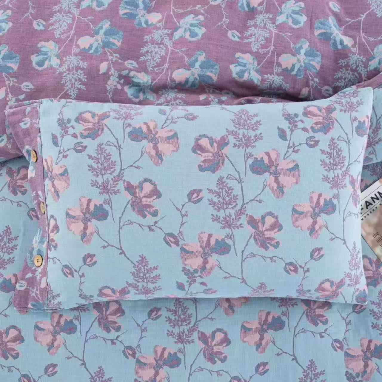 Blooming Flowers Cotton Gauze Bedding Set (4PCS)