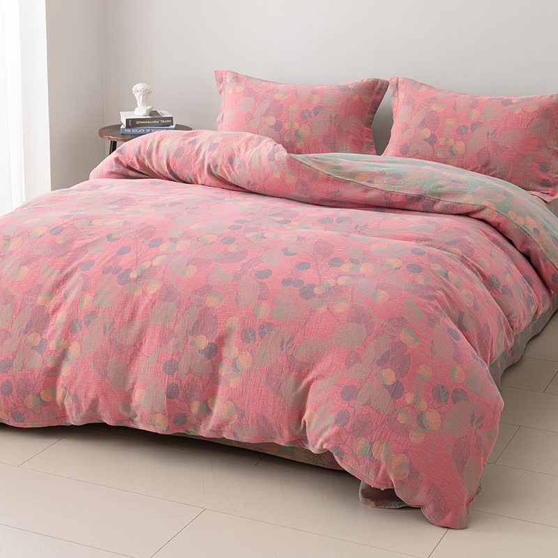 Reversible Cotton Gauze Pastoral Bedding Set (4PCS)