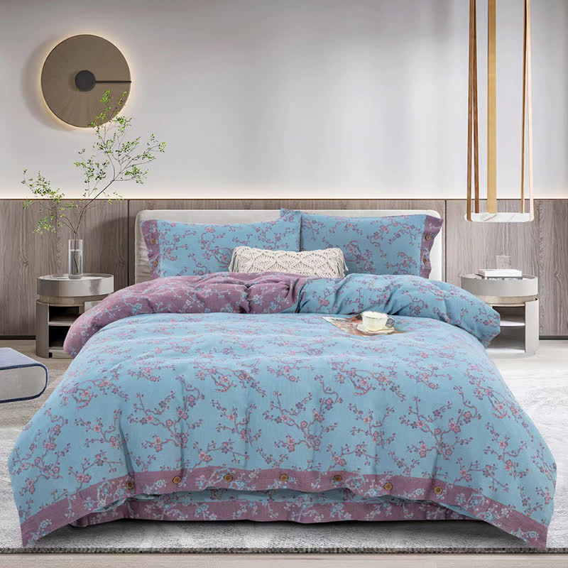 Wintersweet Cotton Gauze Jacquard Bedding Set(4pcs)