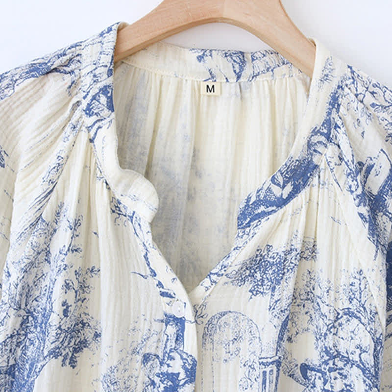 Toile Print Cotton Gauze Nightdress