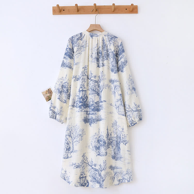Toile Print Cotton Gauze Nightdress