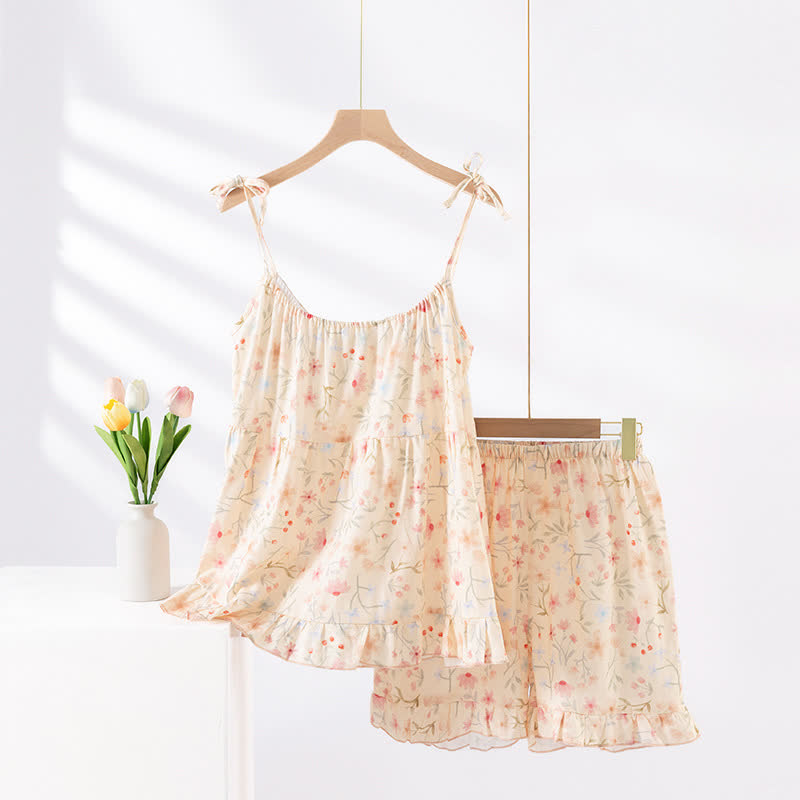 Floral Cotton Camisole Shorts Pajama Set