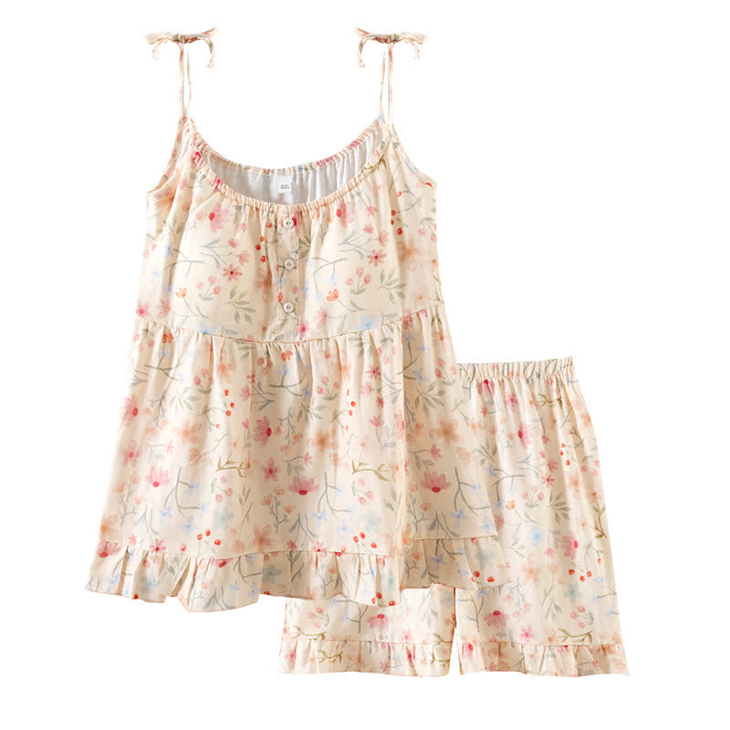 Floral Cotton Camisole Shorts Pajama Set
