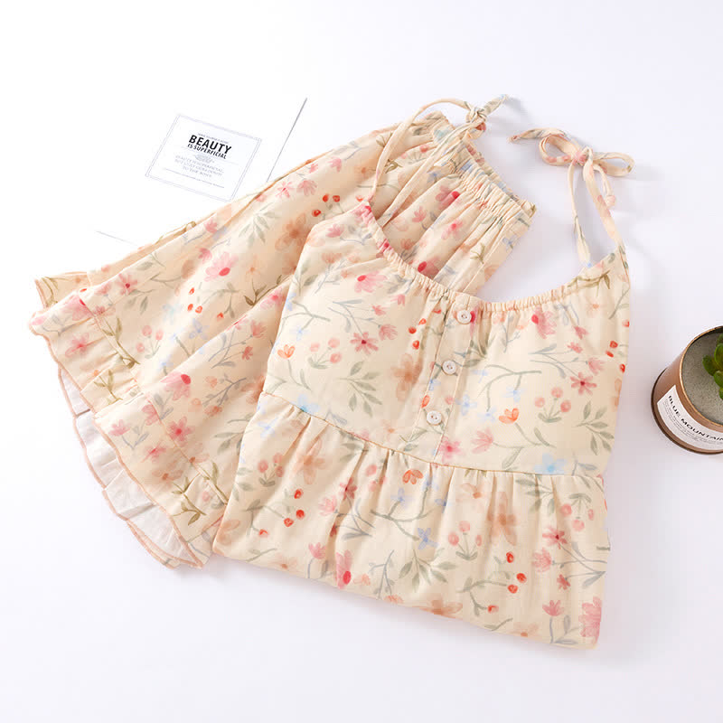 Floral Cotton Camisole Shorts Pajama Set