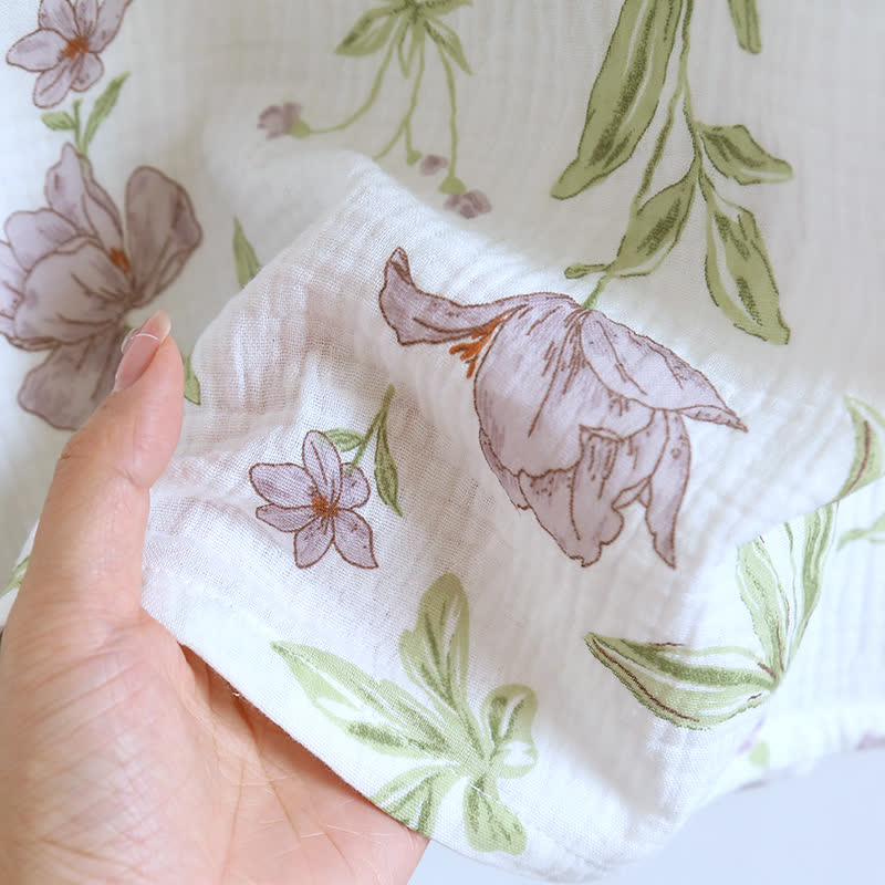 Violet Print Cotton Padded Cami Nightgown