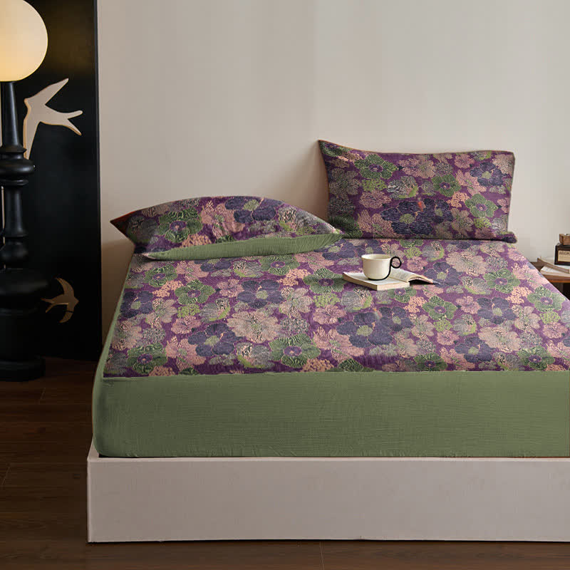 Peach Blossom Cotton Jacquard Fitted Sheet