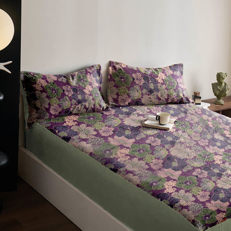 Peach Blossom Cotton Jacquard Fitted Sheet