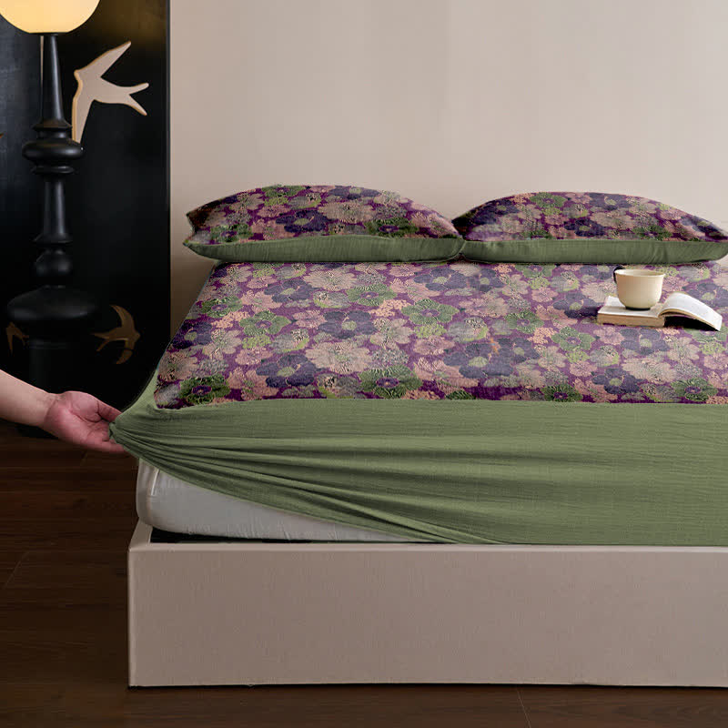 Peach Blossom Cotton Jacquard Fitted Sheet