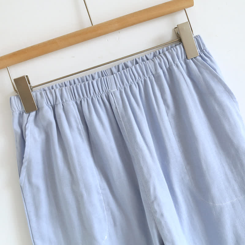 Solid Color Ruffle Cotton Camisole Pajamas