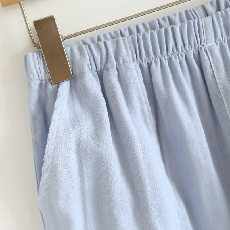 Solid Color Ruffle Cotton Camisole Pajamas