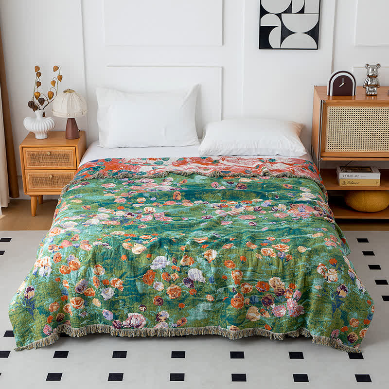 Artistic Rose Cotton Gauze Reversible Quilt