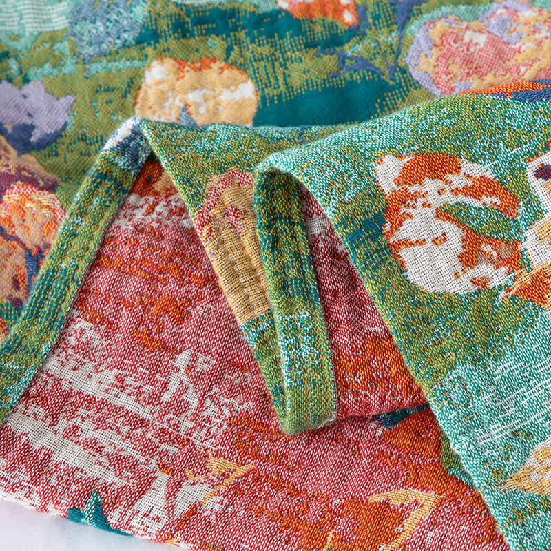 Artistic Rose Cotton Gauze Reversible Quilt