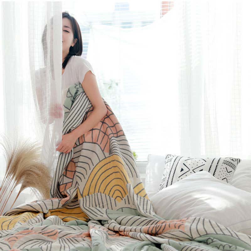 Shell Print Cotton Quilt Reversible Blanket