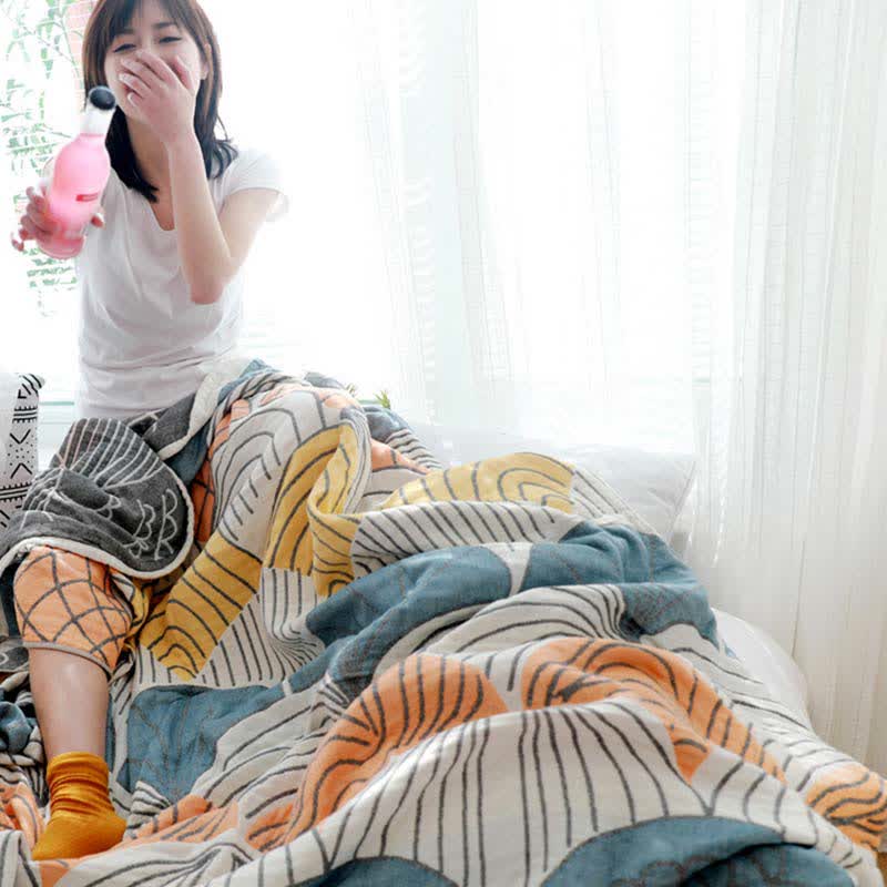 Shell Print Cotton Quilt Reversible Blanket