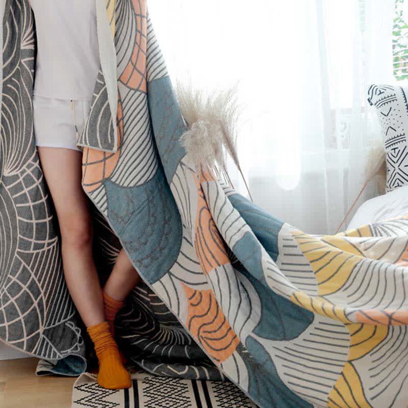 Shell Print Cotton Quilt Reversible Blanket