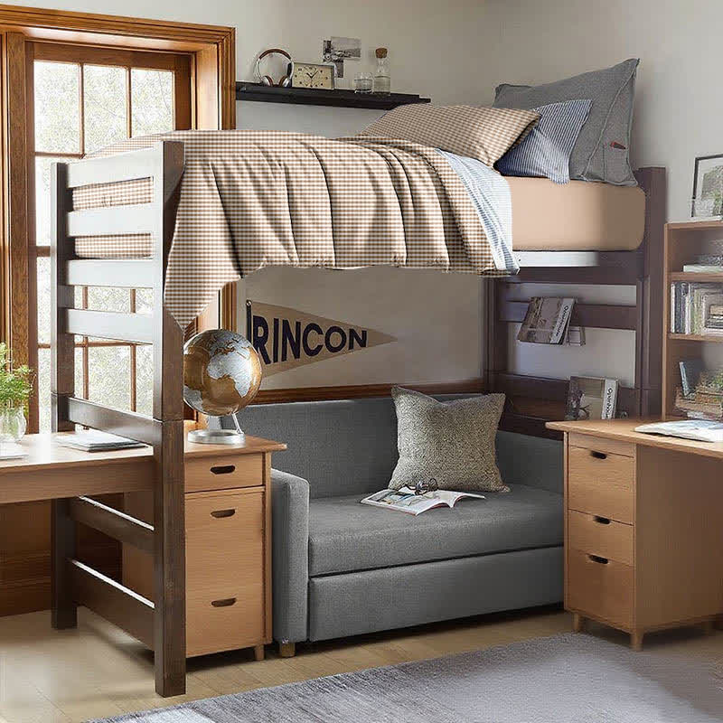 Cotton Plaid Duvet Cover Dorm Bedding Set