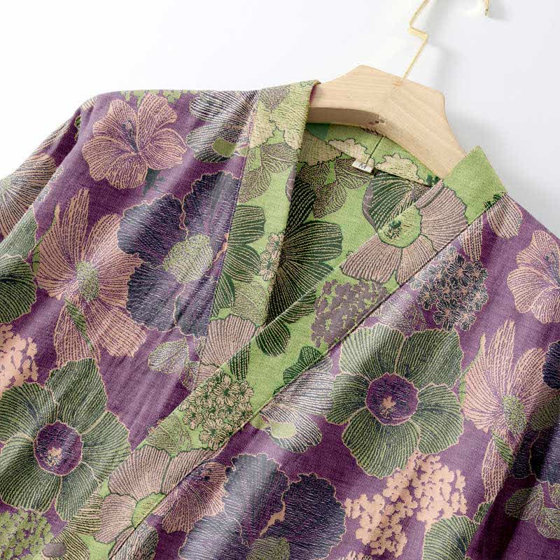 Peach Blossom Cotton Gauze Kimono Robe - image 3