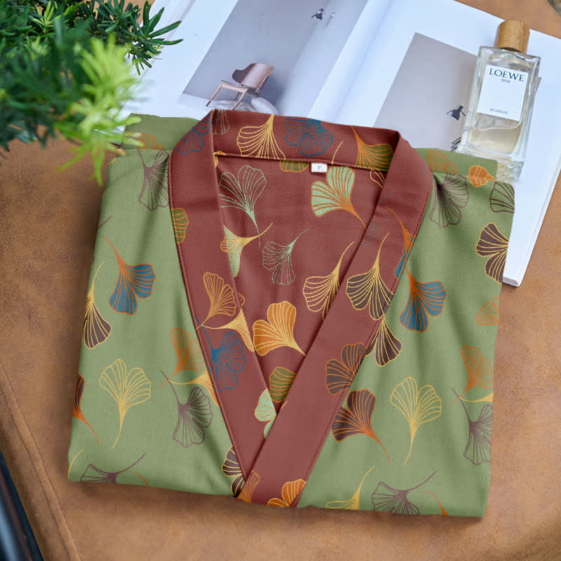 Ownkoti Ginkgo Biloba Cotton Gauze Kimono Robe - image 21