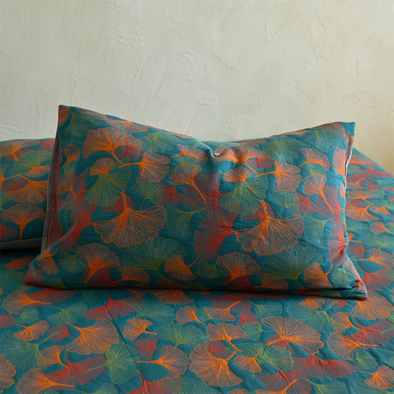 Ginkgo Leaf Cotton Gauze Fitted Sheet