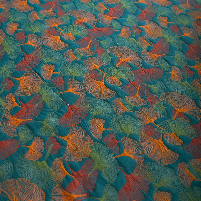 Ginkgo Leaf Cotton Gauze Fitted Sheet