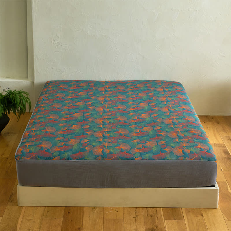Ginkgo Leaf Cotton Gauze Fitted Sheet