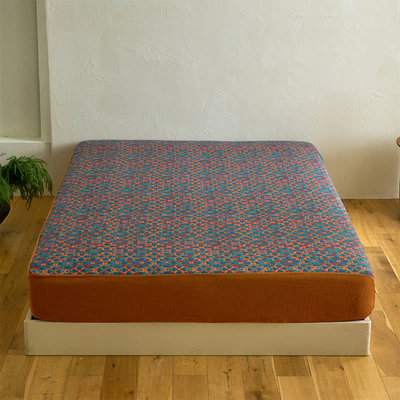 Retro Geometric Pattern Cotton Fitted Sheet