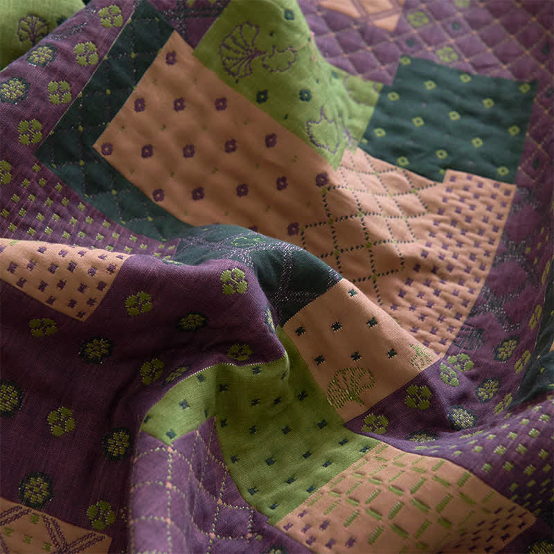 Patchwork Cotton Gauze Jacquard Fitted Sheet