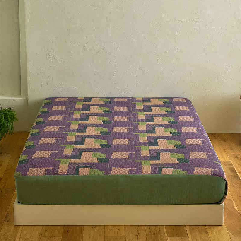 Patchwork Cotton Gauze Jacquard Fitted Sheet