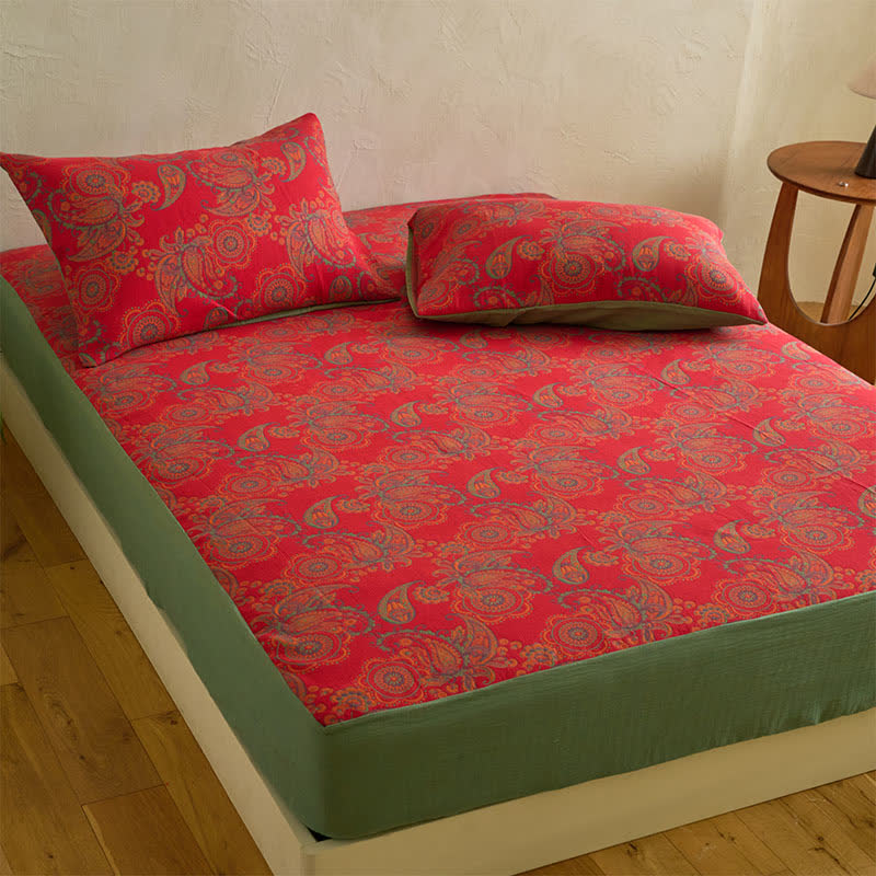 Paisley Floral Cotton Jacquard Fitted Sheet